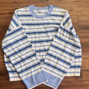 Women’s Madewell Light Blue and White Striped Crewneck Sweater sz: M